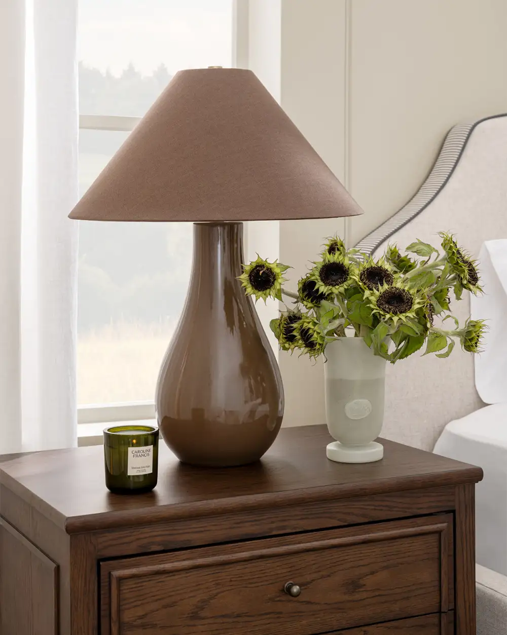 Sculptural-Form Wide-Shade Table Lamp