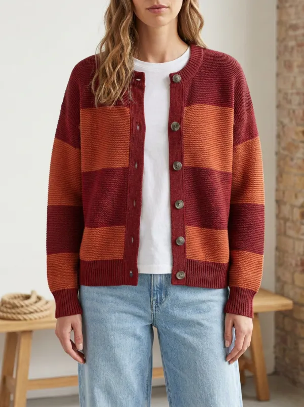 Easy Layer Rugby Striped Knit Cardigan