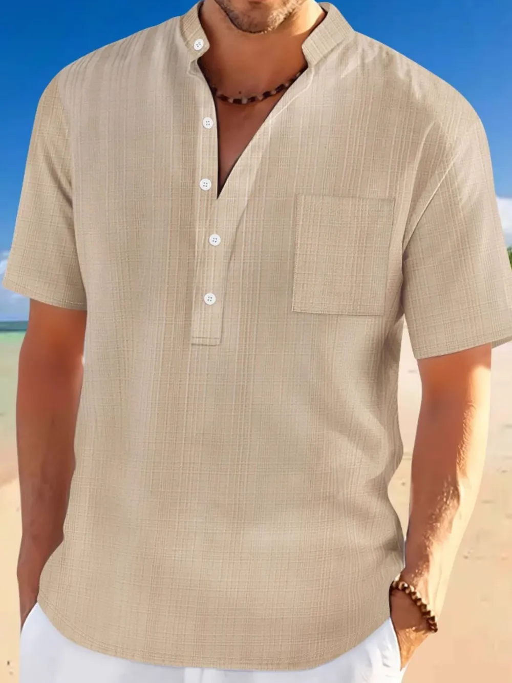 Easy Fit Button Front Short Sleeve Collared Polo Shirt