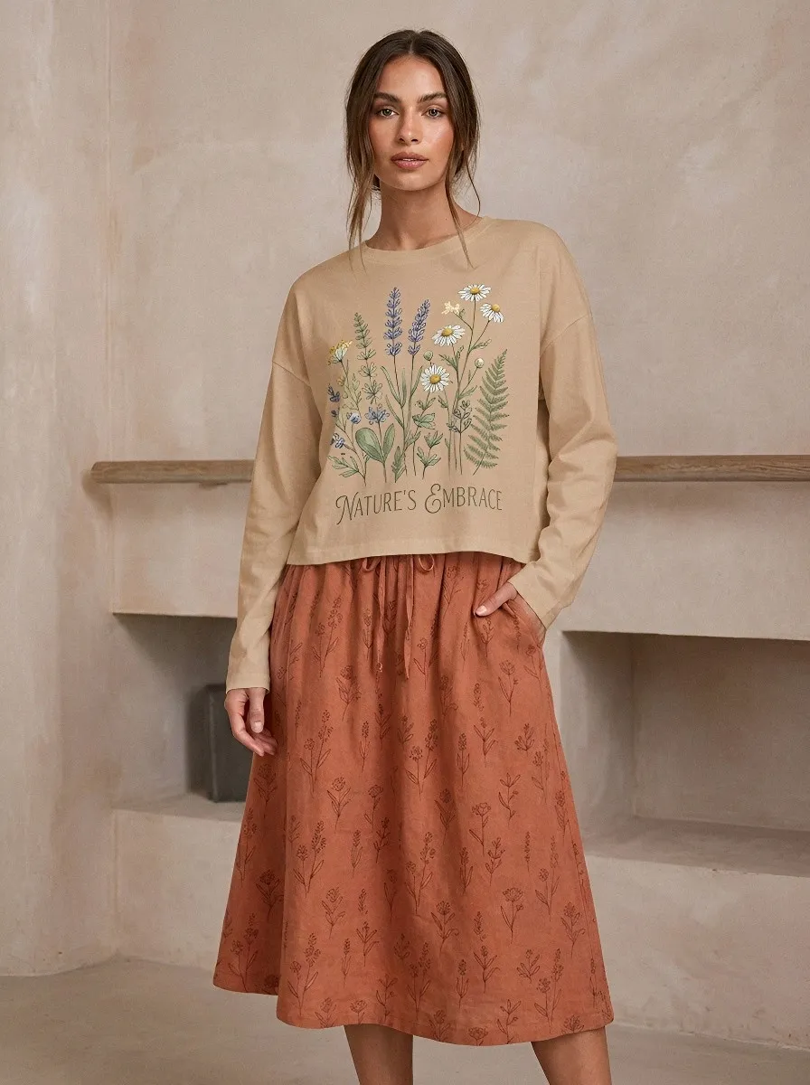 Nature Lover Wildflower Nature'S Embrace Long Sleeve Top