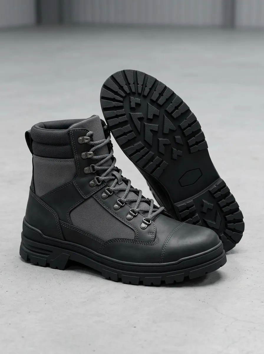 Unisex Modern Tactical Leather Print Work Boots