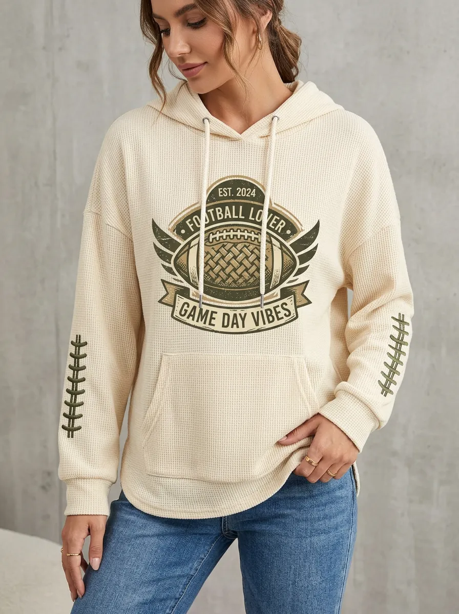 Football Graphic Casual Hoodie