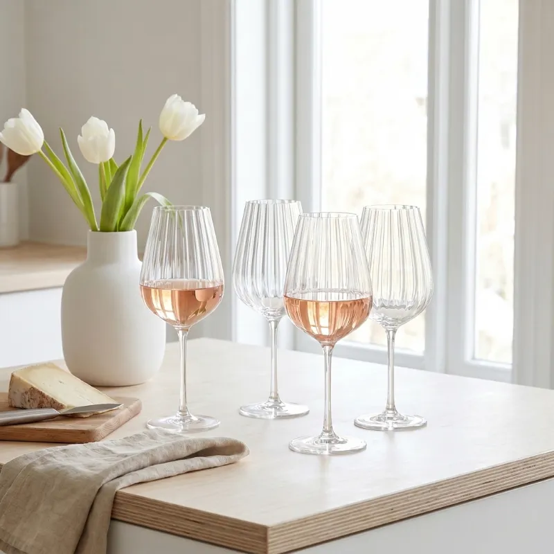 Fluted Ribbed Wine Glasses