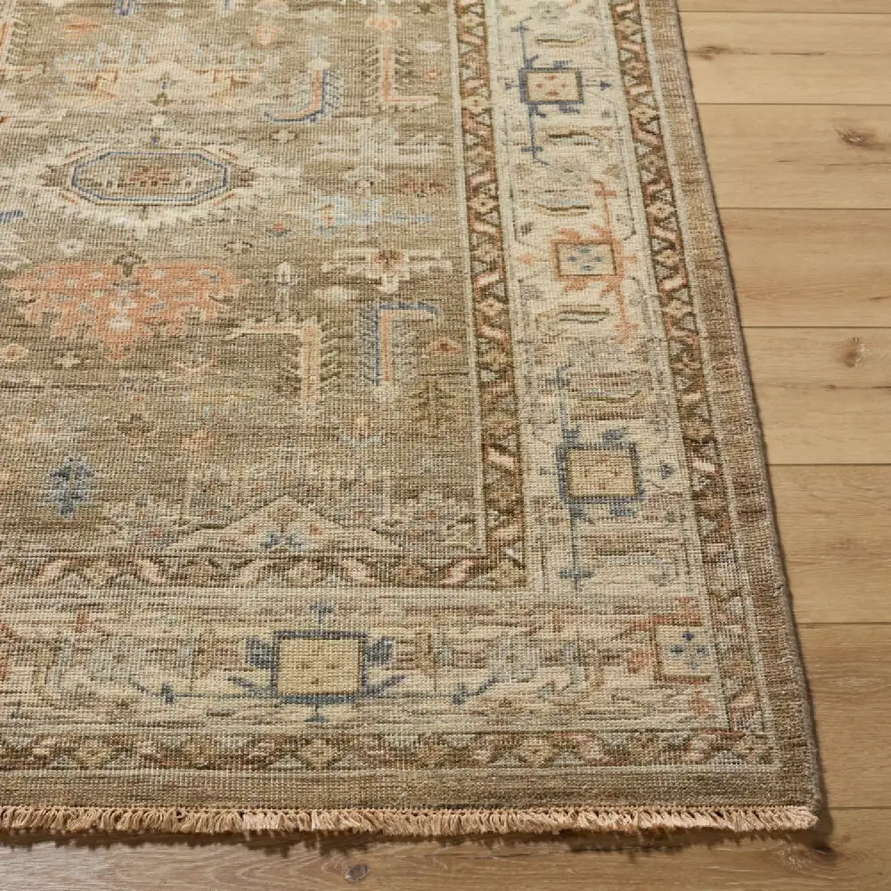 Patterned Wool Fringe Carpet