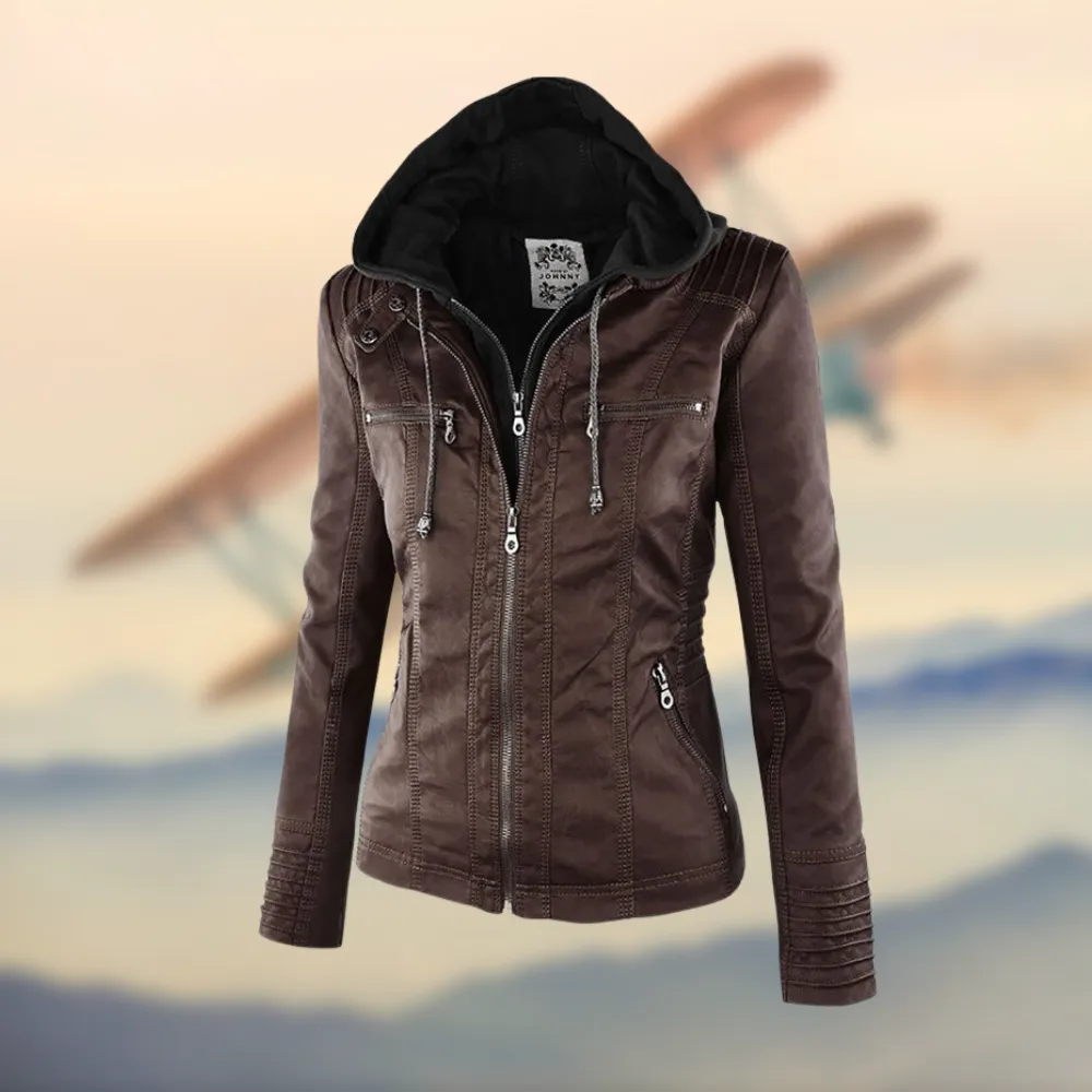 Leather Zip Front Jacket
