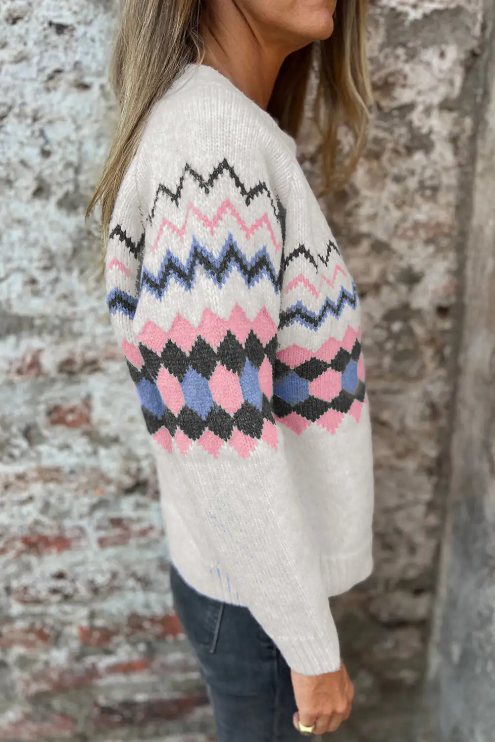 Geometric Button Front Cardigan