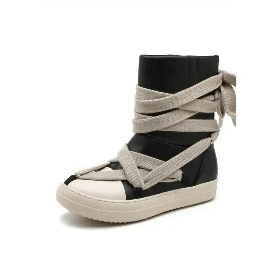 Lace Up Round Neck Sneaker Boots
