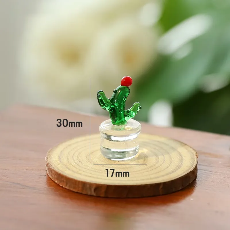 Mini Cactus Glass Decor