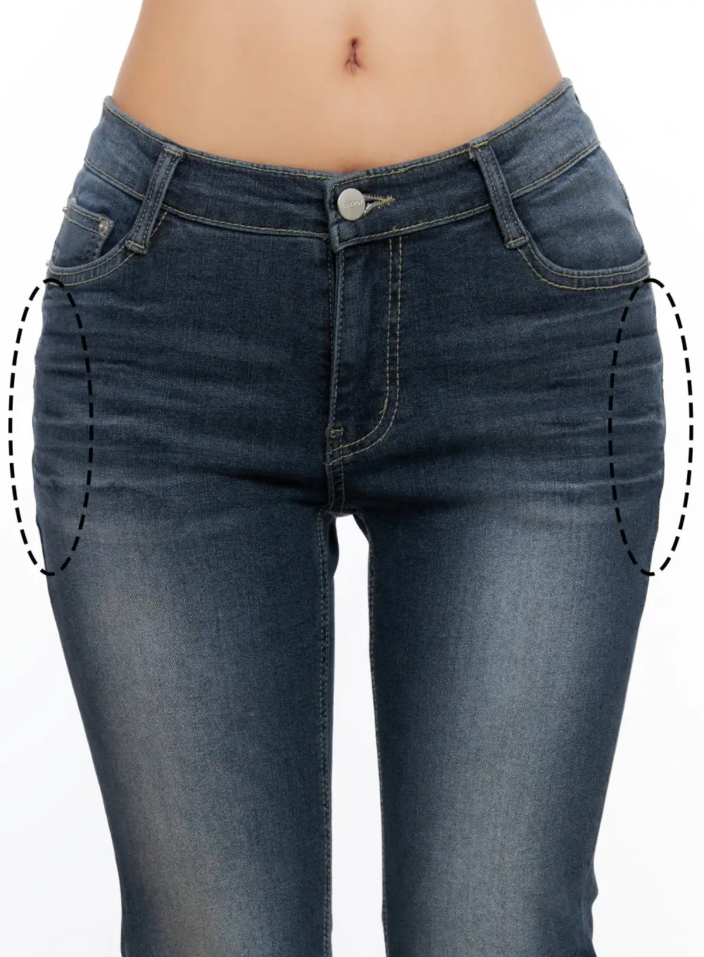 Hip-Pad Low-Rise Flare Jeans