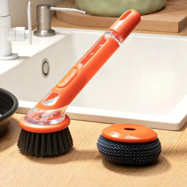 The Extended Handle Makes The Dishwashing Brush Convenient