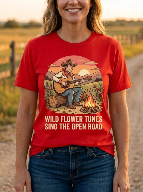 Guitar Campfire Country Music Graphic T-Shirt