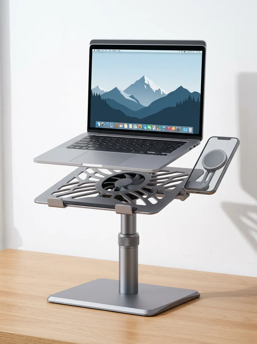 Unisex Tech Enthusiast Cooling Fan Adjustable Laptop Stand