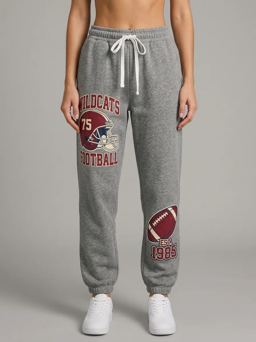 Women's Wildcats Football Lover Helmet Ball Printed Joggers