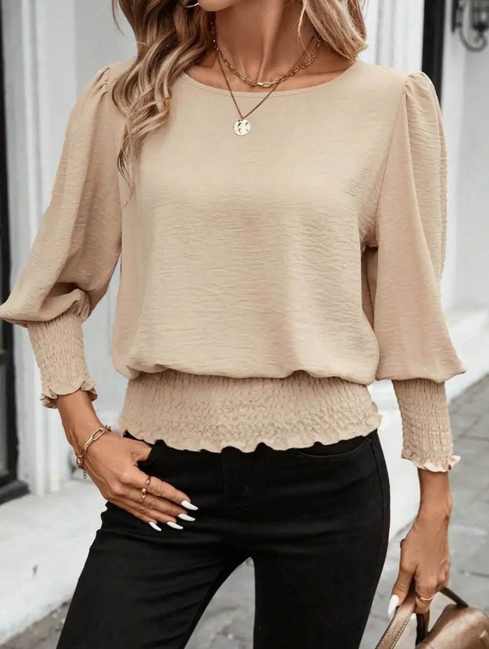 Relaxed Lantern Sleeve Blouse