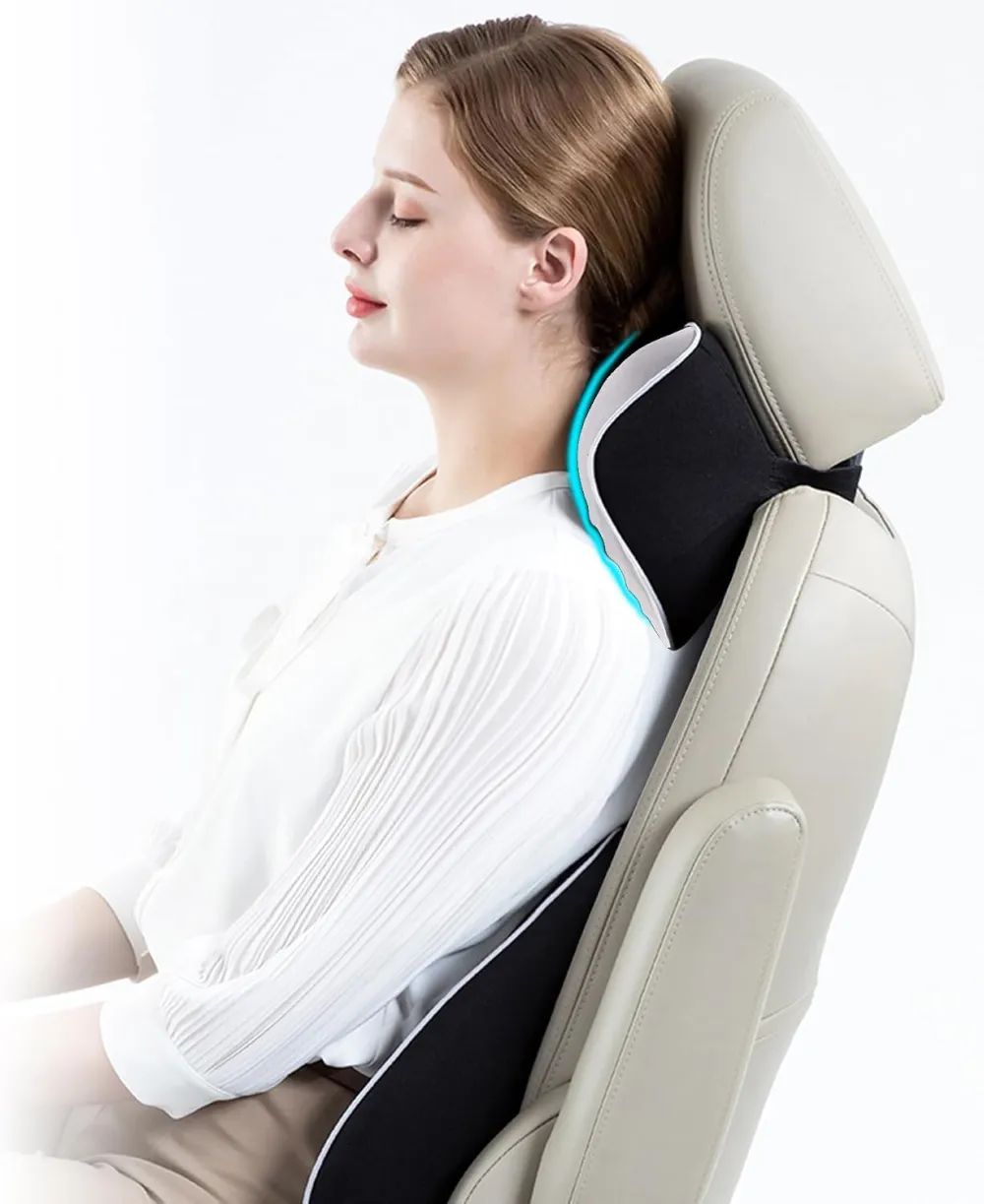 Car Pillow for Neck Pain Relief and Cervical Support,Pure Memory Foam Car Neck Pillow for Car Seat with Adjustable Strap and Washable Cover,Car Headrest Pillow for Ergonomic Design