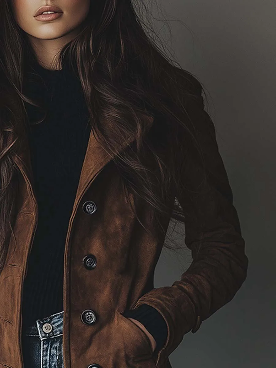 Suede Vintage Boho Trench Coat