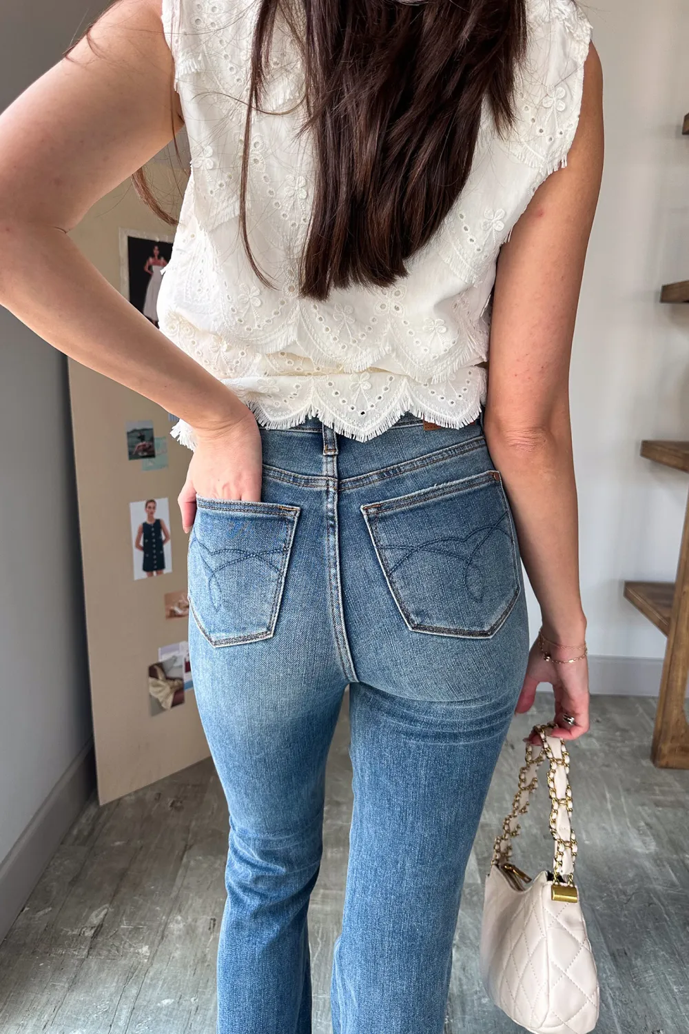 Bootcut Leg Washed Jeans