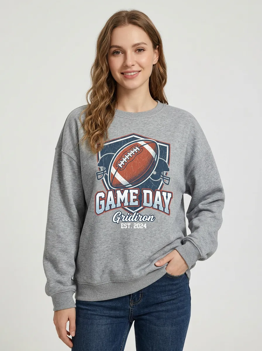 Women's Football Lover Game Day Gridiron Graphic Sweatshirt