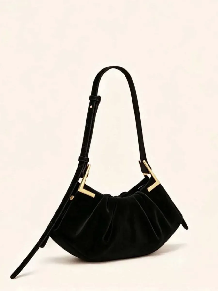 Ruby Velvet Pleated Handbag