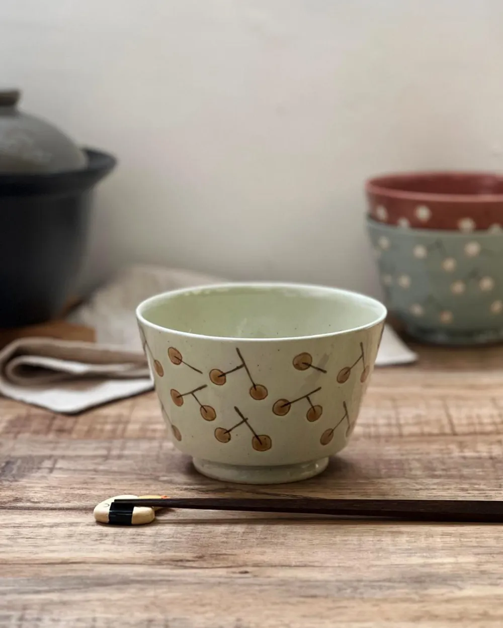 Hand Painted Cherry Donburi Bowl
