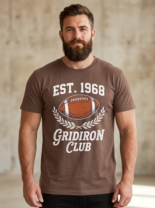 Men's American Football Lover Gridiron Club Printed T-Shirt