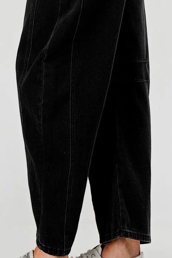 Relaxed Mid Rise Barrel Denim Pants