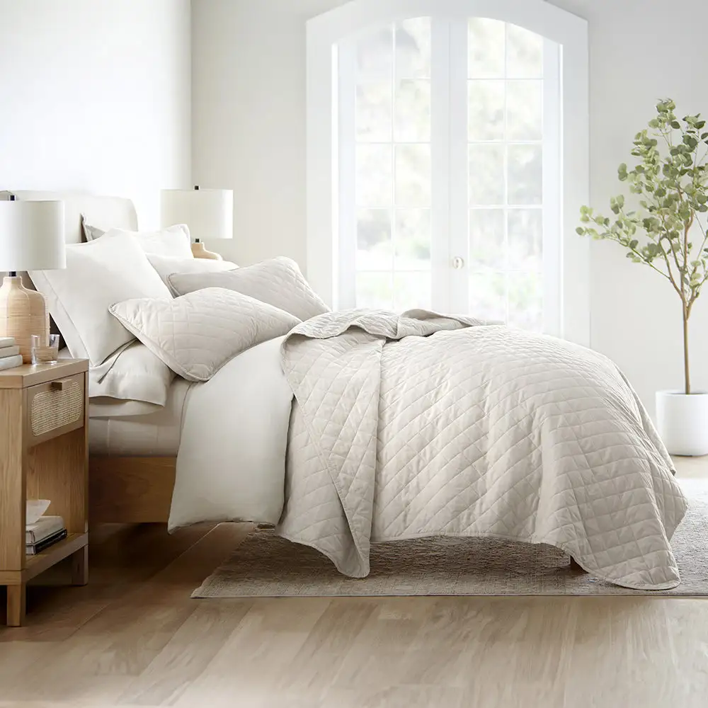 Diamond Stitch Quilted Coverlet Set