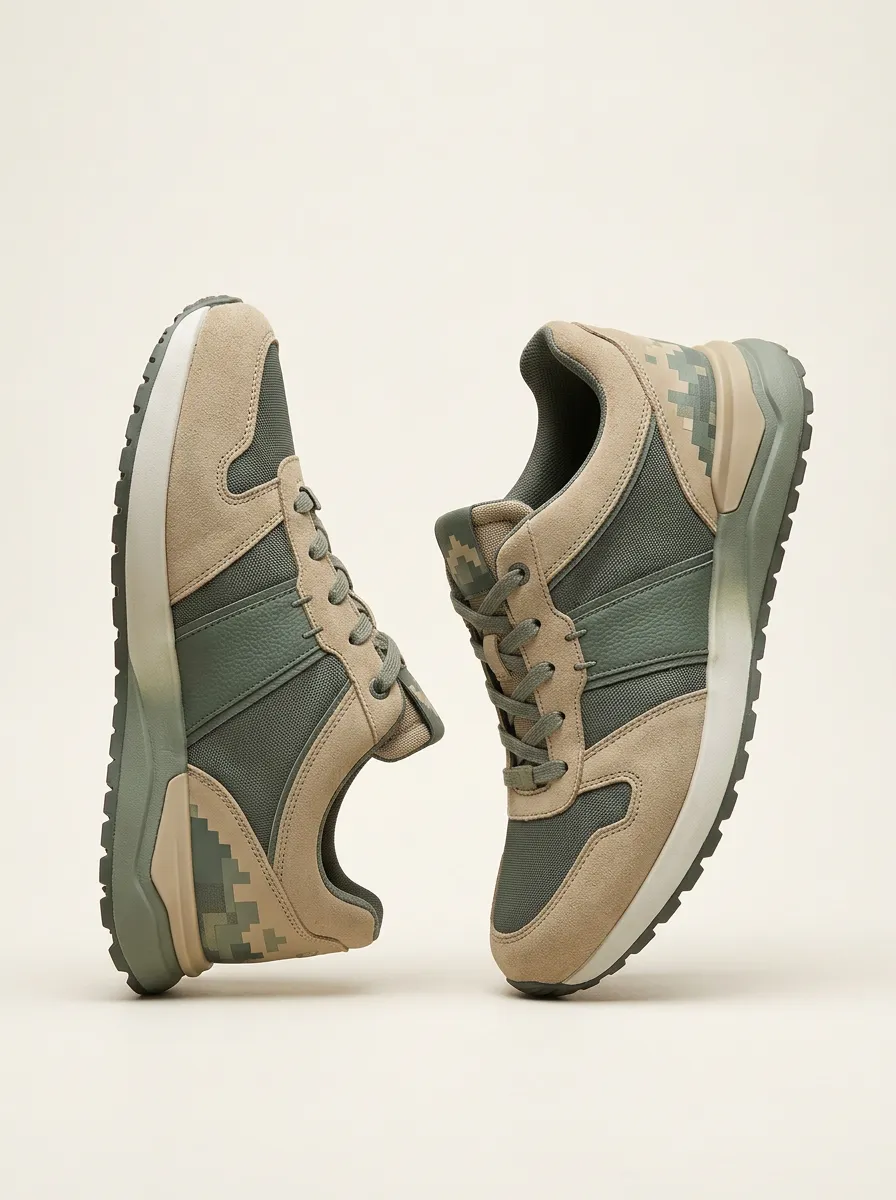 Unisex Military Style Pixel Camo Print Sneakers