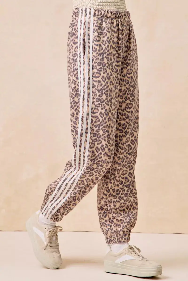 Sequin Leopard Print Relaxed Fit Cropped Pants