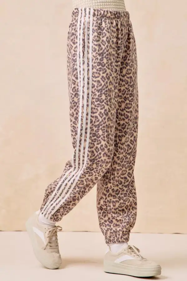 Sequin Leopard Print Relaxed Fit Cropped Pants