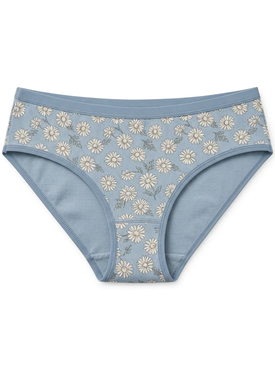 Women's Patterned Panties with Daisy Floral Detail