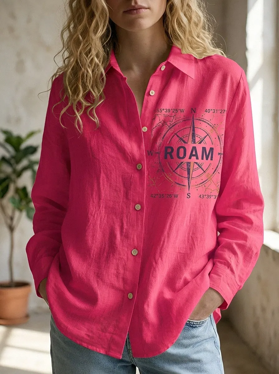 Travel Lover Compass Casual Shirt Modern