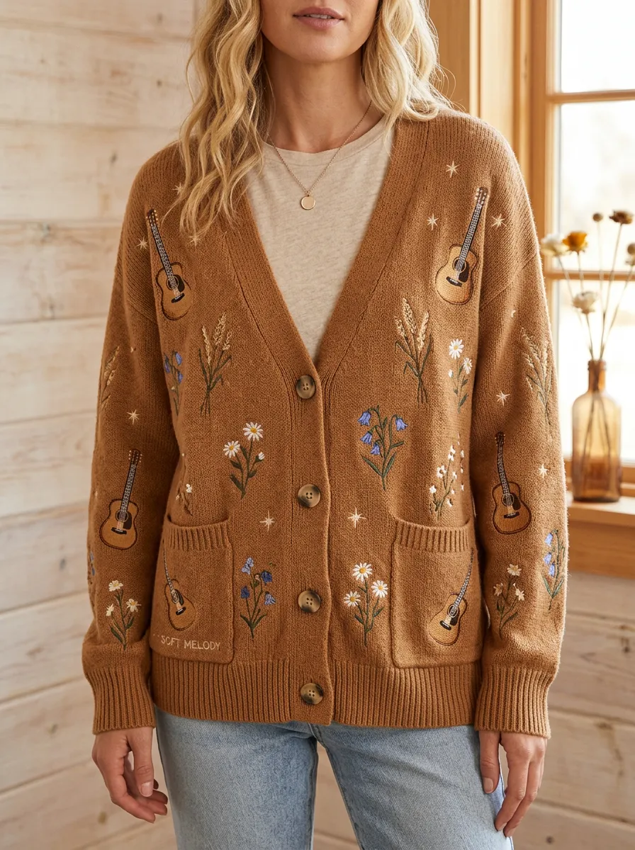 Rustic Heritage-Look Women's Country Music Knit Cardigan