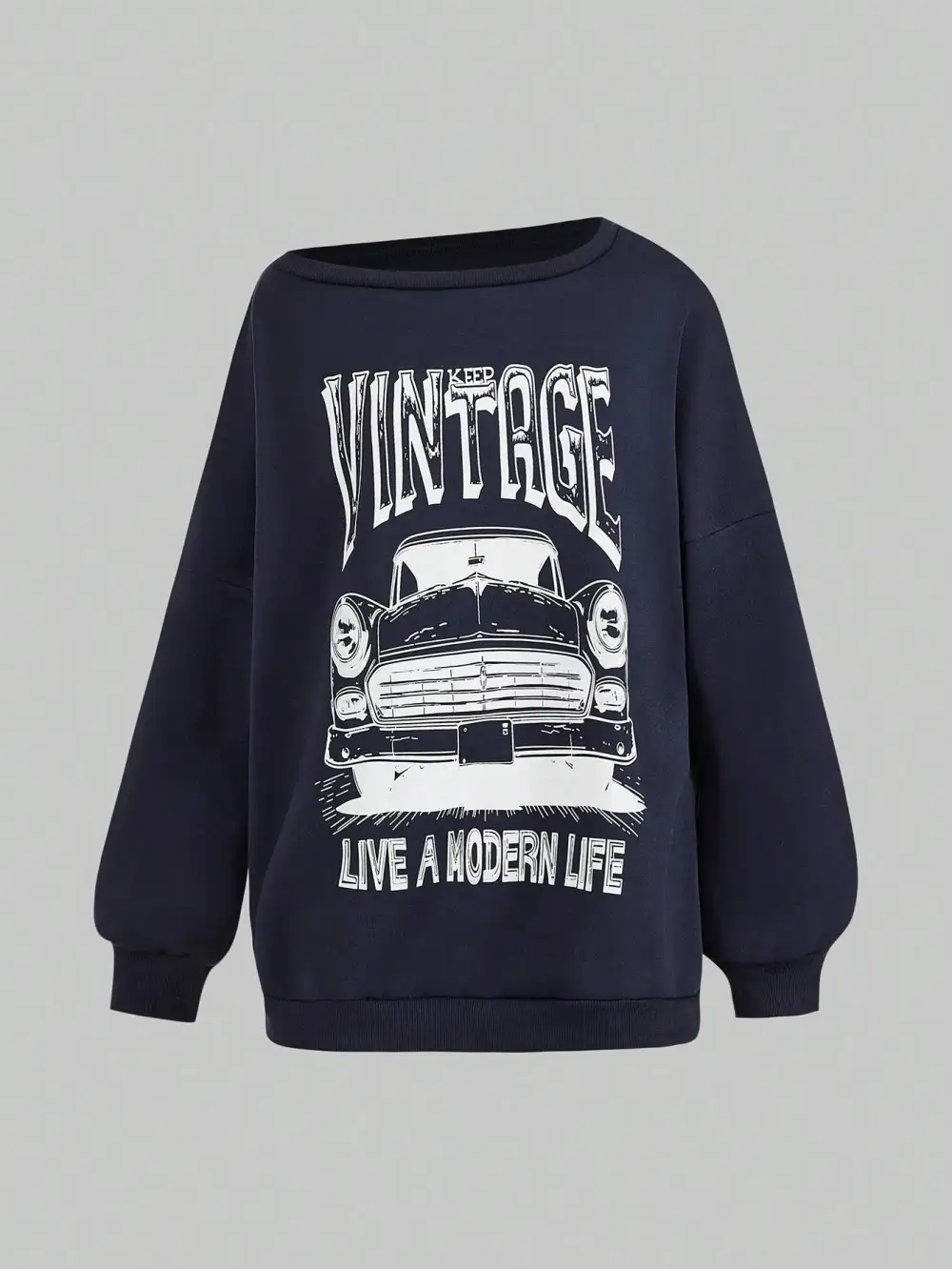 Women Car Letter Graphic Car Graphic Sweatshirt