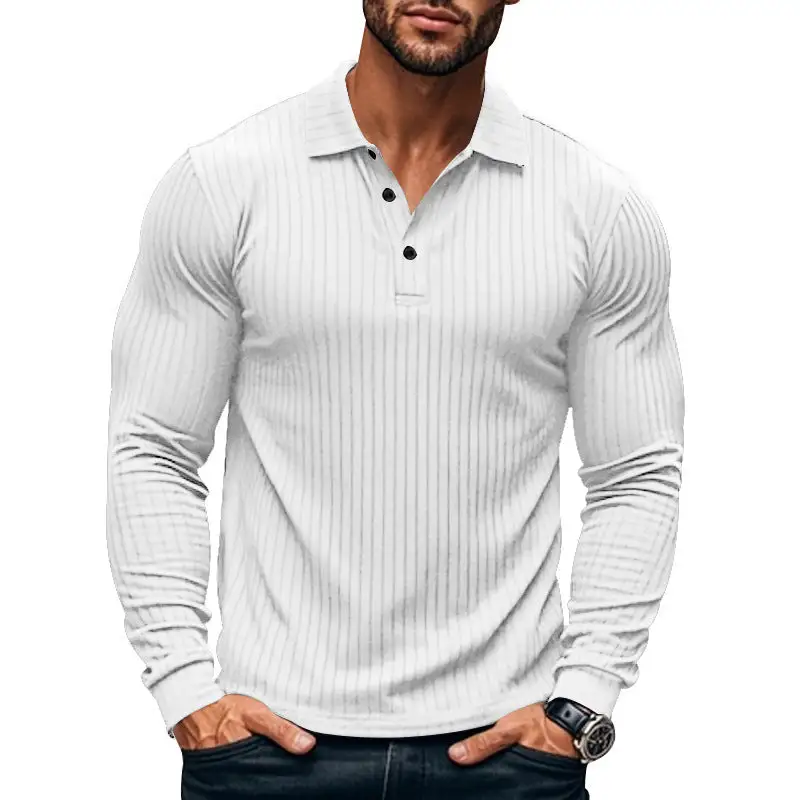 Long Sleeve Slim Fit Athletic Fine Knit Polo Shirt