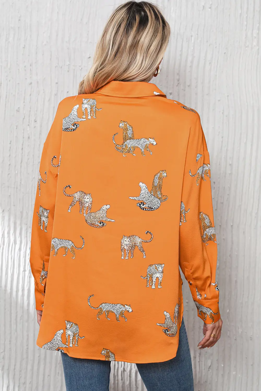 Leopard Print Animal Print Satin Blouse