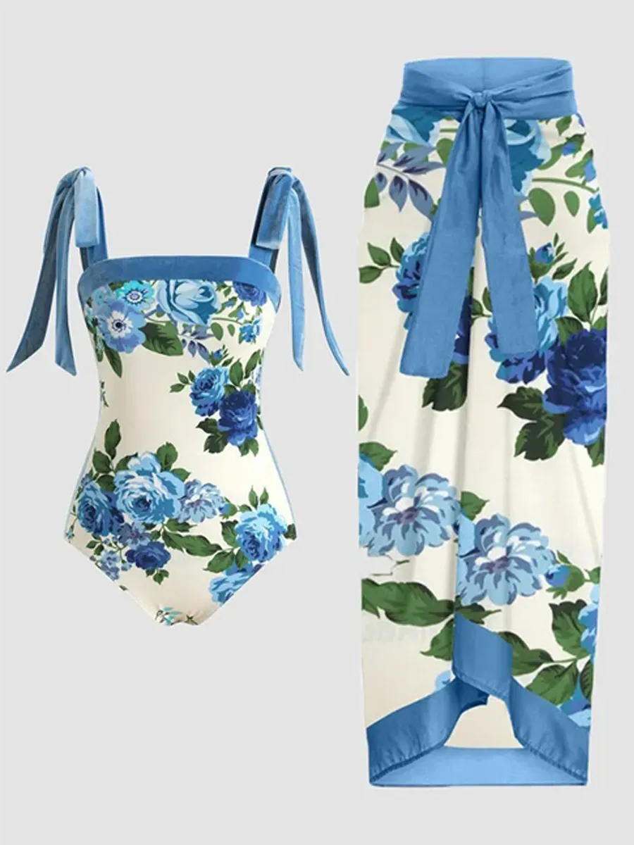 Natalie Chiffon Printed Swimsuit Set