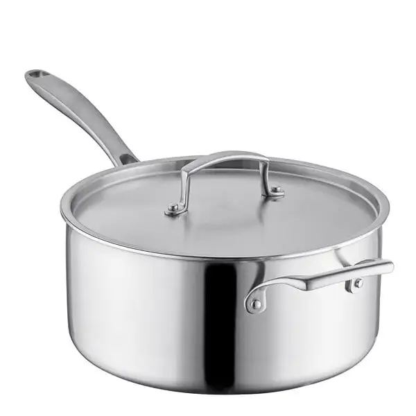 Tri Ply Stainless Steel Sauce Pan with Cover and Helper Handle