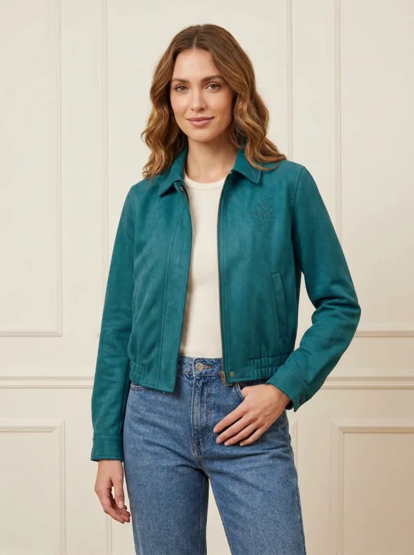 Women's Minimalist Botanical Leaf Pattern Jacket