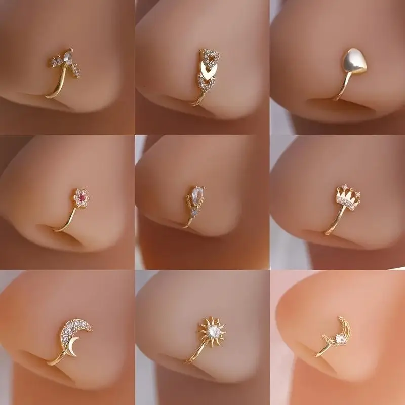 Nose Clip Set No Piercing Needed Design CZ For Set
