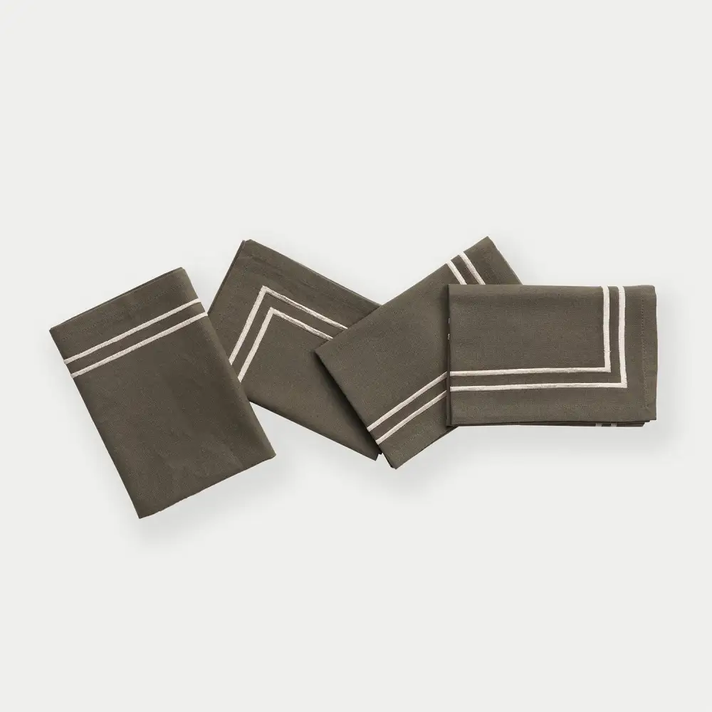 Taupe Embroidered Cotton Napkins