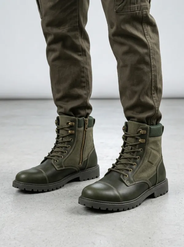 Unisex Suede Leather Side-Zip Work Boots