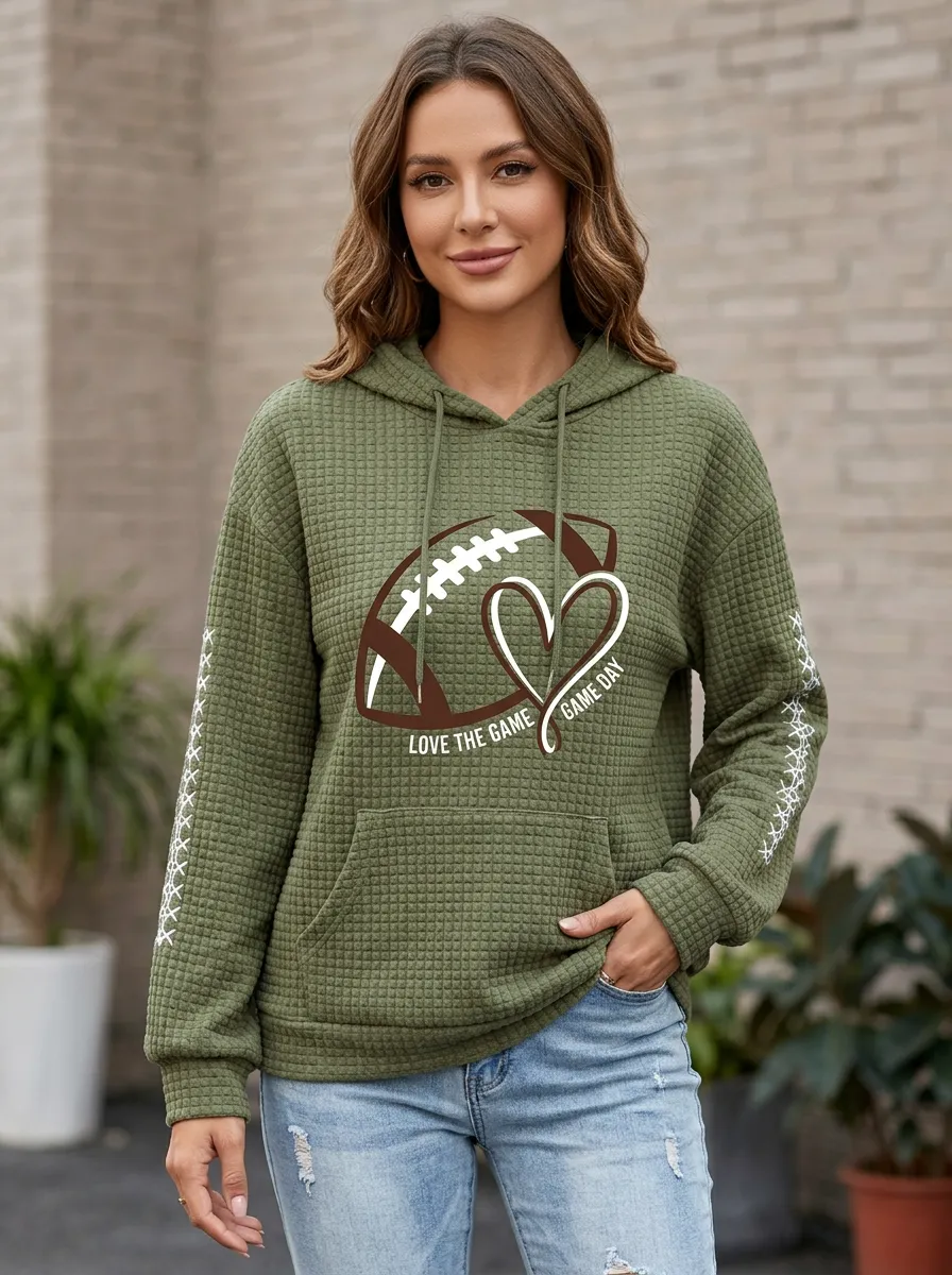 Women's Classic Gridiron Heart Day Waffle Hoodie