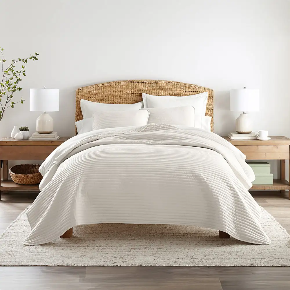 Stripe Stitch Quilted Coverlet Set