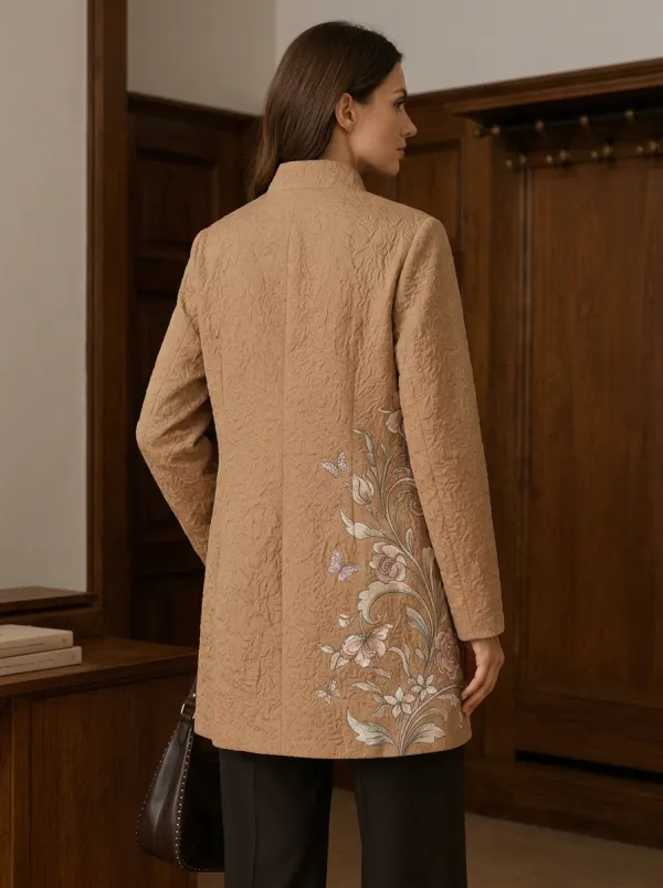 Women's Floral Butterfly Botanical Printed Quilted Jacket