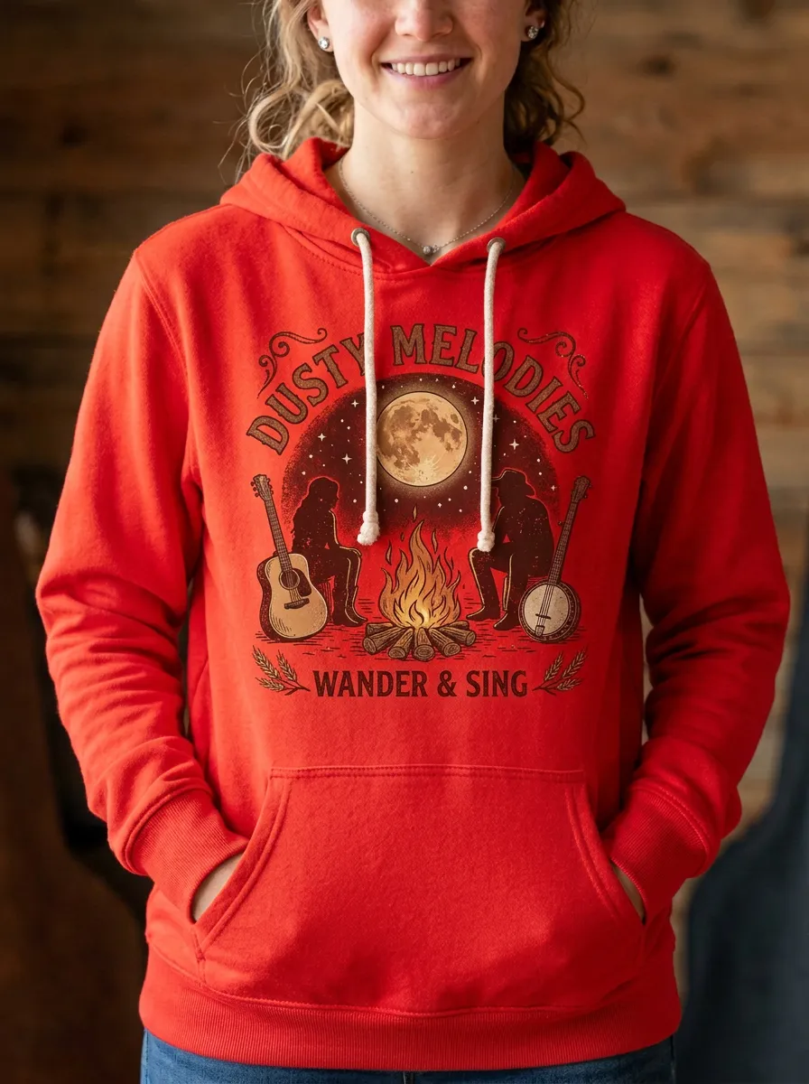 Banjo Campfire Country Music Graphic Hoodie