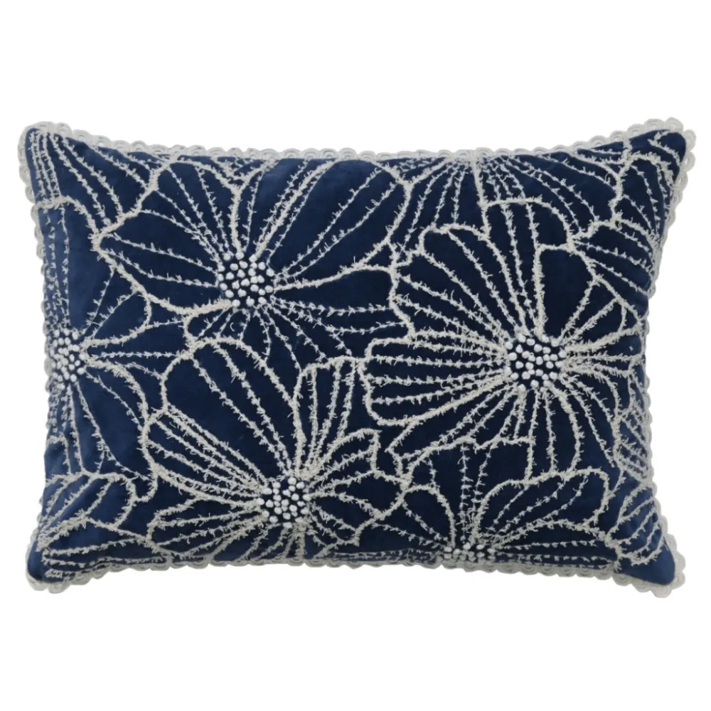 Refined Hand Embroidered Floral Botanical Cotton Decorative Cushion Cover