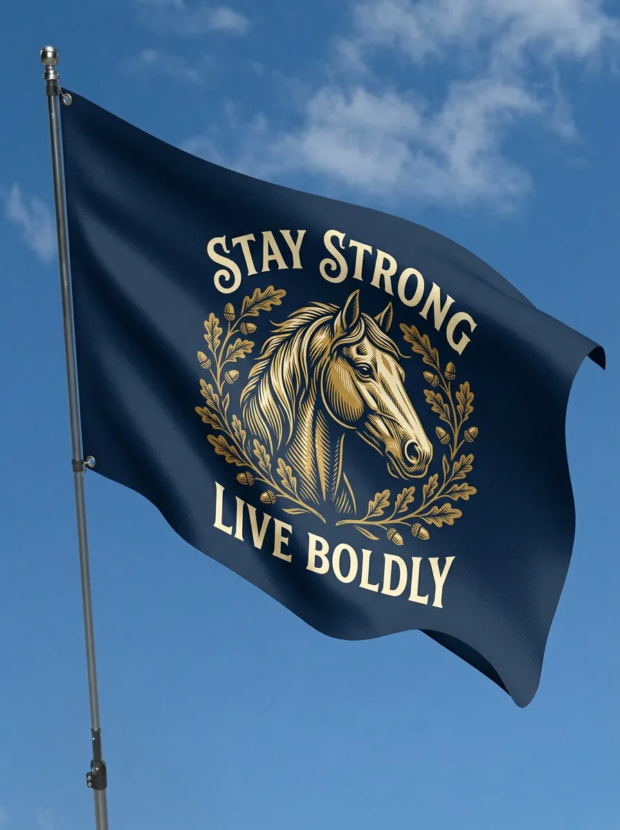 Stay Strong Live Boldly Horse Flag