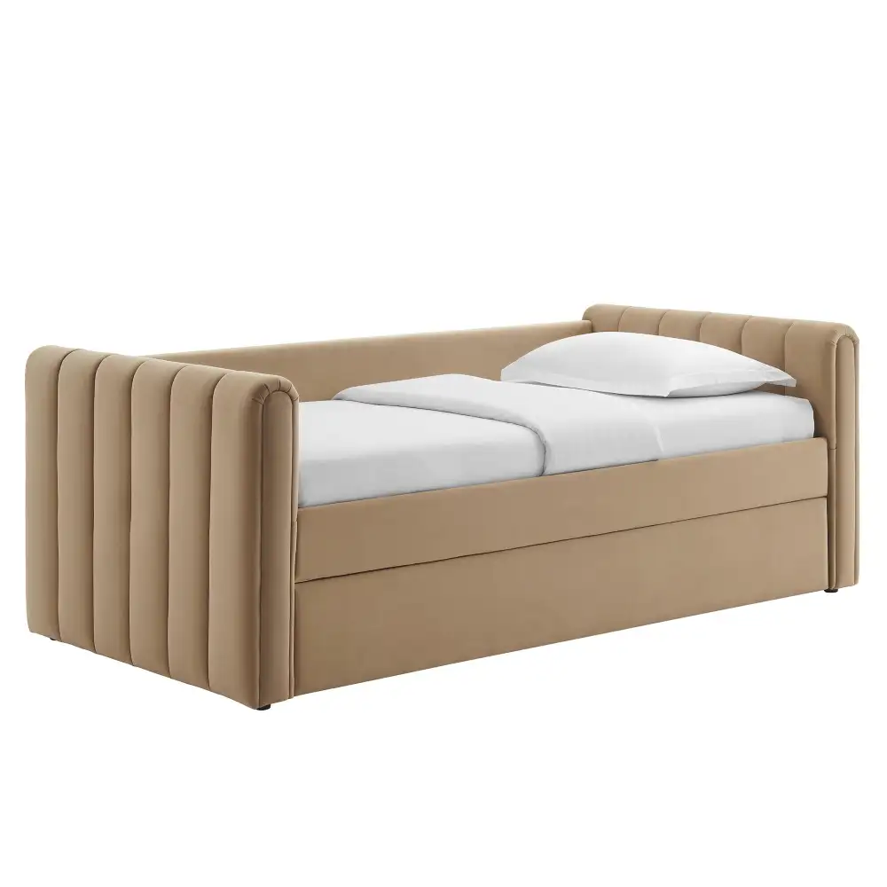 Channel Tufted Performance Velvet Daybed with Trundle