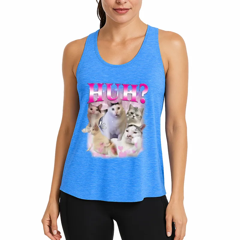 Huh Funny Cat Meme Athletic Tank